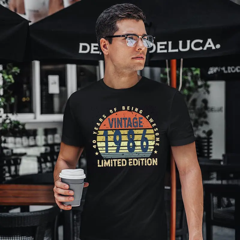 40 Years of Being Awesome men’s 40th birthday t shirt black vintage 1986 limited edition design