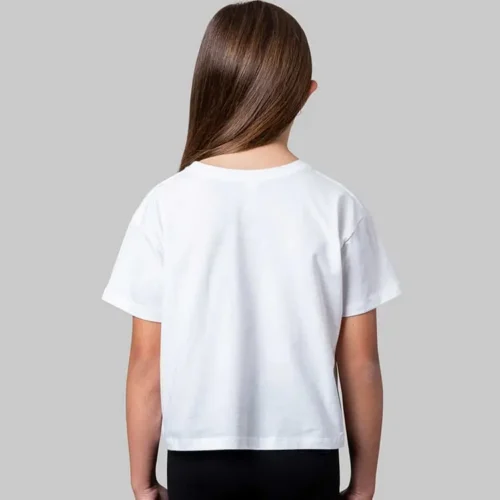CB Kids Premium Crop Top in Black, lifestyle back view
