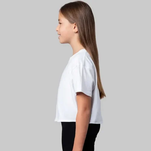 CB Kids Premium Crop Top in Black, lifestyle side view