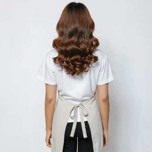 Linen Apron in Natural, studio back view
