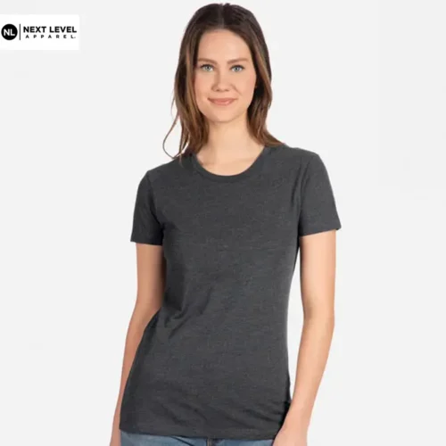 Custom printed Next Level Ladies CVC T Shirt in Charcoal