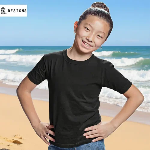S. Design Kids Classic T Shirt in Black with custom print, main view