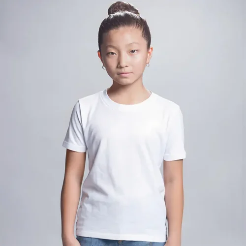 S. Design Kids Classic T Shirt in White, lifestyle front view