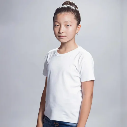 S. Design Kids Classic T Shirt in White, lifestyle turn view