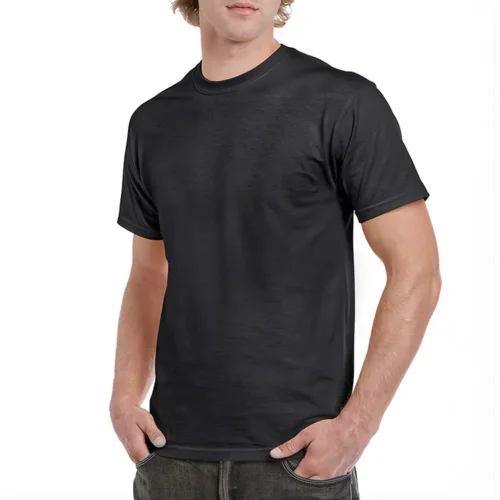 S. Designs Block T-shirt in Black, lifestyle turn view