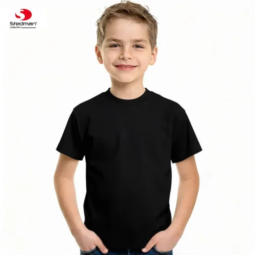 Stedman Kids T Shirt in White, front view with Stedman logo