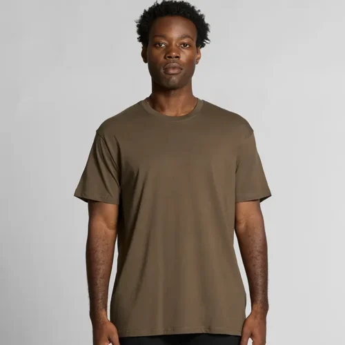 AS Colour Men Staple Organic T Shirt, Walnut, studio front view
