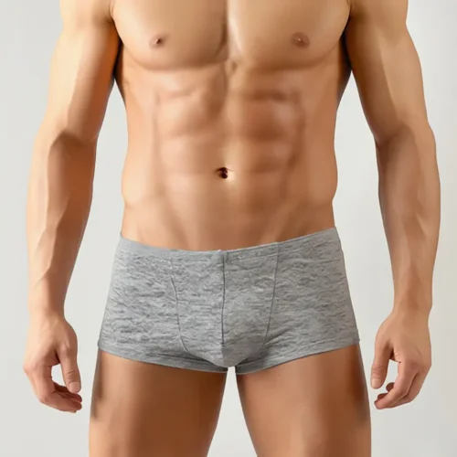 AS Colour Men's Boxer Briefs in Grey Marle, studio front view