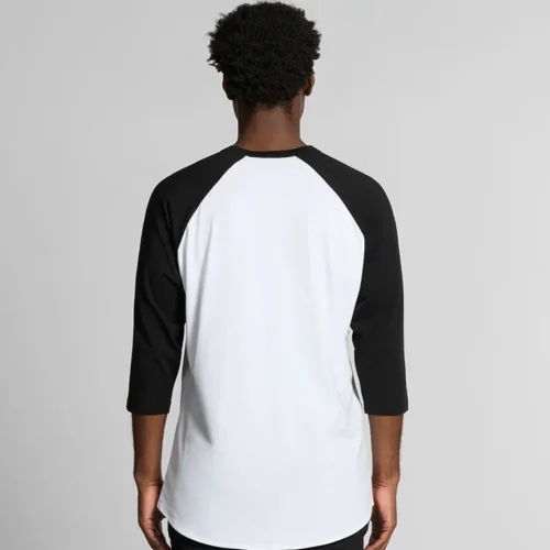 AS Colour Men Raglan T Shirt in White/Black, studio back view