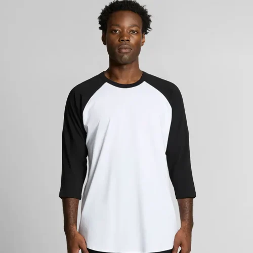 AS Colour Men Raglan T Shirt in White/Black, studio front view