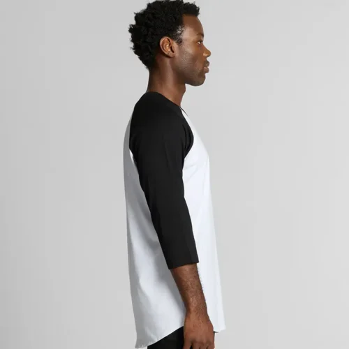 AS Colour Men Raglan T Shirt in White/Black, studio side view