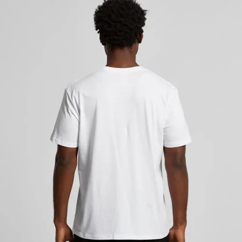 AS Colour Men Staple Minus T Shirt in White, studio back view