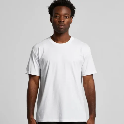 AS Colour Men Staple Minus T Shirt in White, studio front view