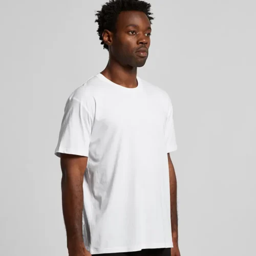 AS Colour Men Staple Minus T Shirt in White, studio three-quarter view