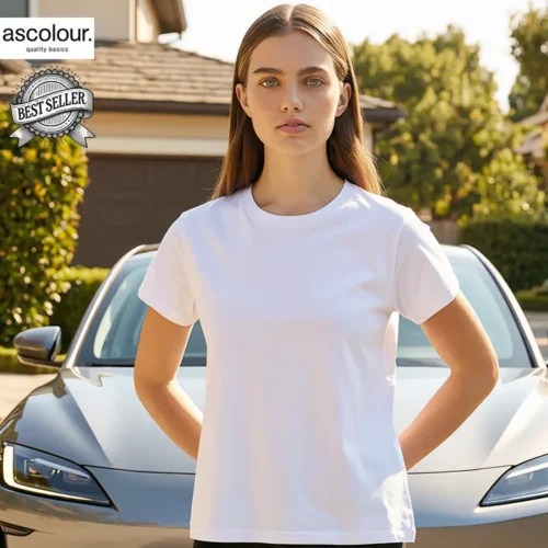 AS Colour ladies basic tee in white, regular fit cotton t-shirt suitable for custom printing