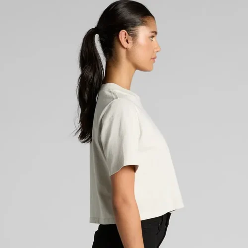 AS Colour Ladies Heavy Faded Crop T Shirt in Faded Bone, studio side view