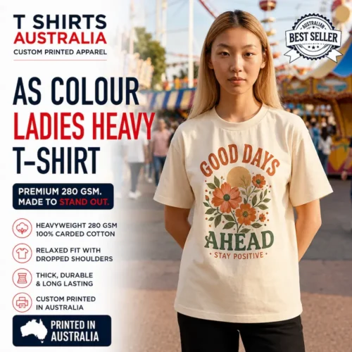 AS Colour Ladies Heavy T-shirt with custom printing in Australia