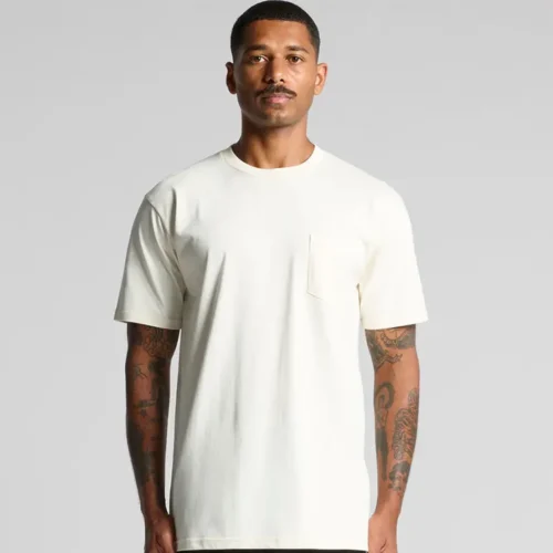 AS Colour Men Classic Pocket T Shirt, studio front view, Ecru