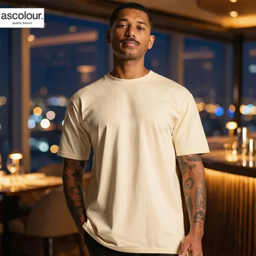 AS Colour Men's Classic T Shirt with custom print, Bone, lifestyle view