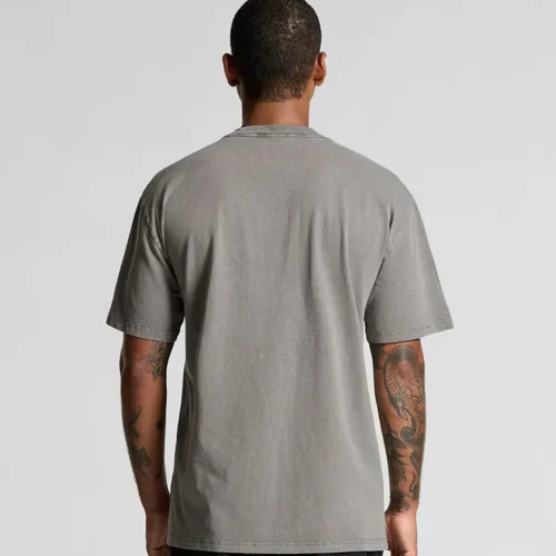 AS Colour Men's Heavy Faded T Shirt, Faded Storm, studio back view