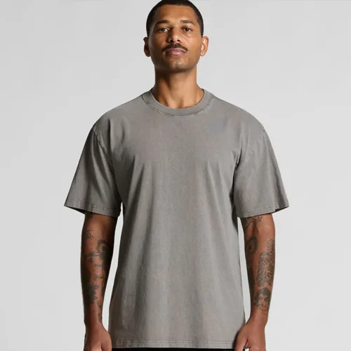 AS Colour Men's Heavy Faded T Shirt, Faded Storm, studio front view