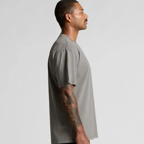 AS Colour Men's Heavy Faded T Shirt, Faded Storm, studio side view
