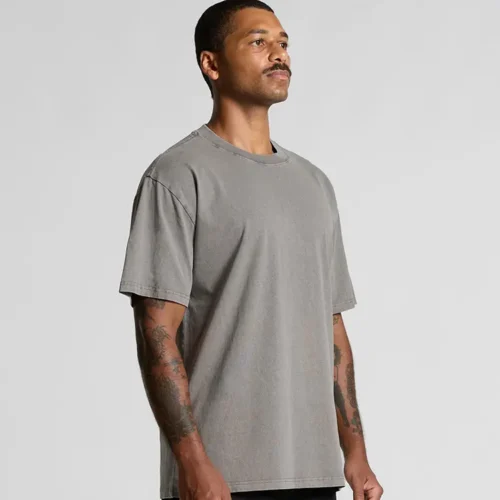 AS Colour Men's Heavy Faded T Shirt, Faded Storm, studio turn view
