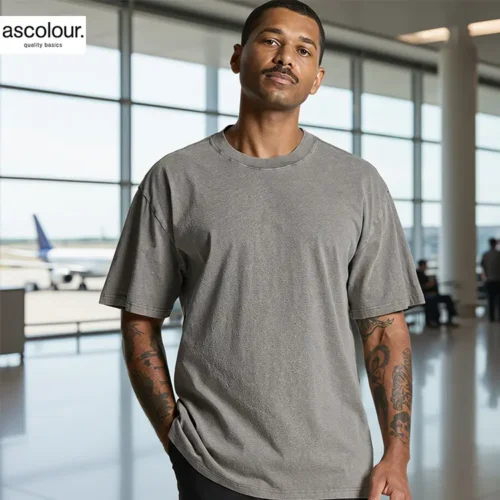 AS Colour Men's Heavy Faded T Shirt with custom print, lifestyle view