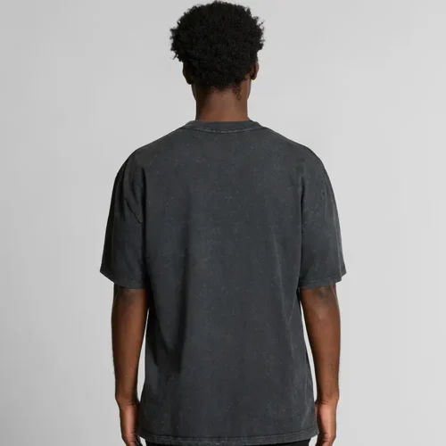 AS Colour Men's Heavy Stone Washed T Shirt, Black Stone, studio back view