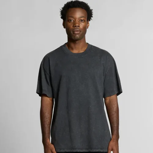 AS Colour Men's Heavy Stone Washed T Shirt, Black Stone, studio front view