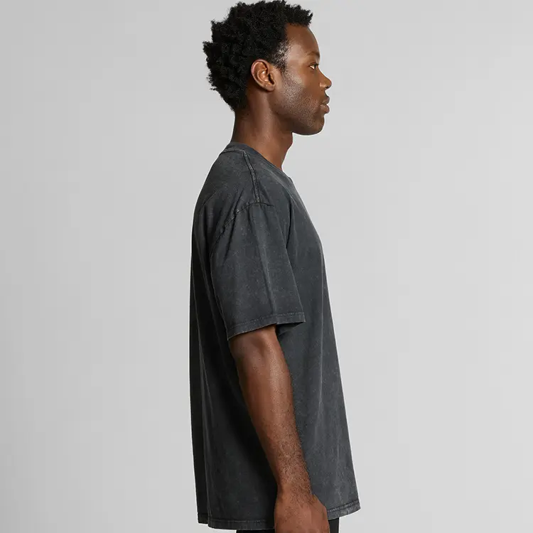 AS Colour Men's Heavy Stone Washed T Shirt, Black Stone, studio side view