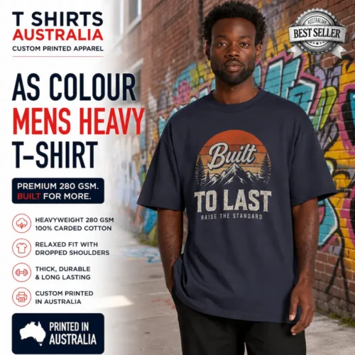 AS Colour Men's Heavy T-shirt with custom printing in Australia