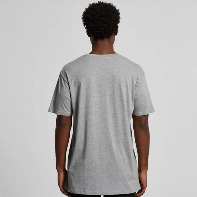 AS Colour men’s basic T shirt worn by male model, back view, grey marle, regular fit.
