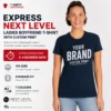 Express Next Level ladies boyfriend T-shirt in navy with Your Brand custom print