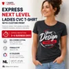 Express Next Level ladies CVC T-shirt with custom print and 3–4 business day production in Australia