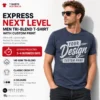 Express Next Level men’s tri-blend T-shirt in Vintage Navy with custom Your Design print
