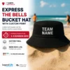 Express The Bells black bucket hat with custom front print and 3–4 business day production