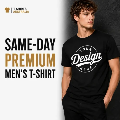 Same-day premium men's custom T-shirt printing in Australia
