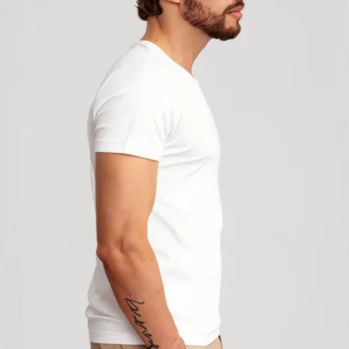 Stedman Men T Shirt in white, side view worn