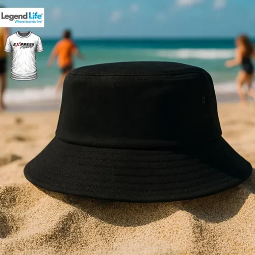 Express Bells Bucket Hat in Black with Express Printing badge