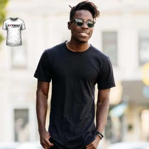 Express premium men’s fashion custom t-shirt in black – main product image