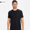 Next Level Men's CVC T Shirt in Black, front view with the Next Level Logo