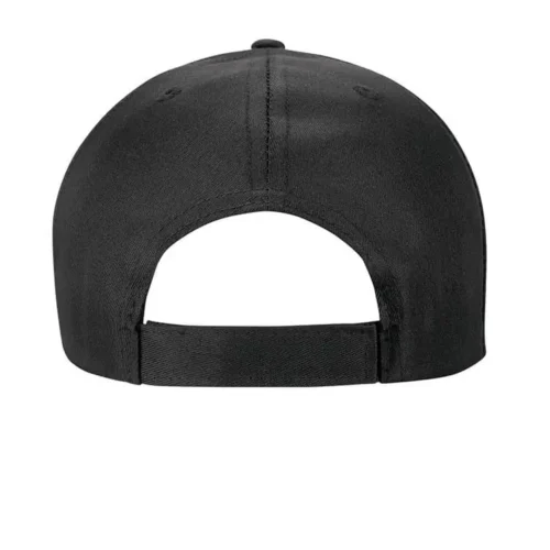 Polycotton Impact Cap in Black, back view showing Velcro fastener