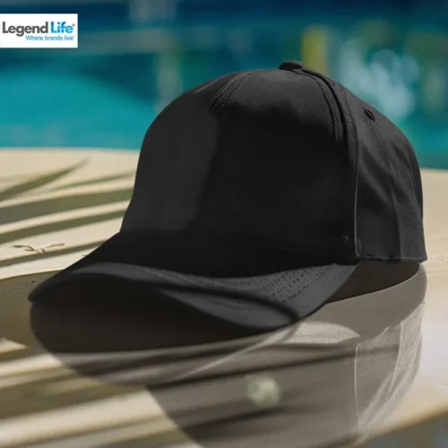 Polycotton Impact Cap in Black, front view
