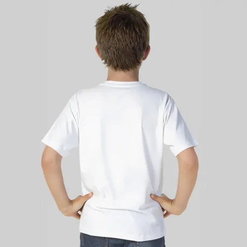 QUOZ Kids Wave T Shirt in White, lifestyle back view