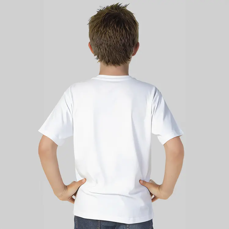 QUOZ Kids Wave T Shirt in White, lifestyle back view