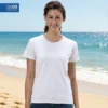 QUOZ Ladies Wave T Shirt in White with custom print, front view