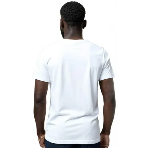 QUOZ Men Brand T Shirt in White worn lifestyle back view