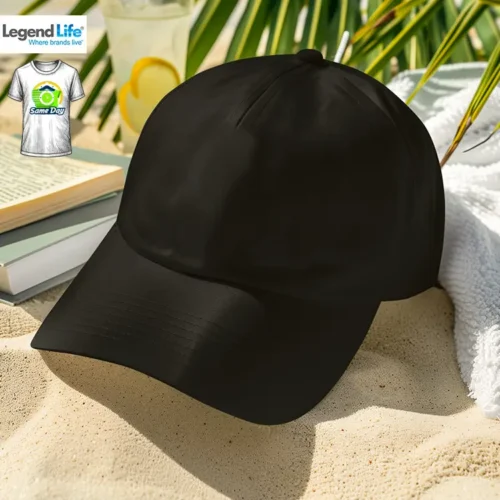 Same Day Polycotton Impact Cap in Black with Same Day badge