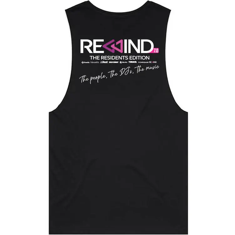 REWIND 2026 unisex tank Black back